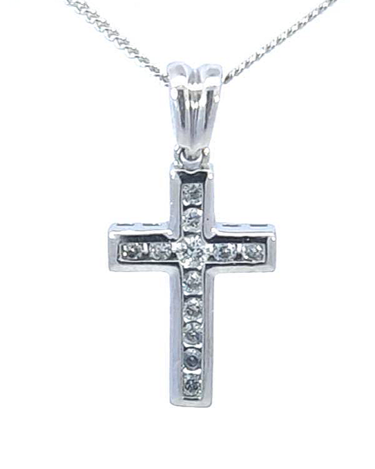 DIAMANTS-PENDENTIF - CROIX 11=.11, 1=.03 - BES