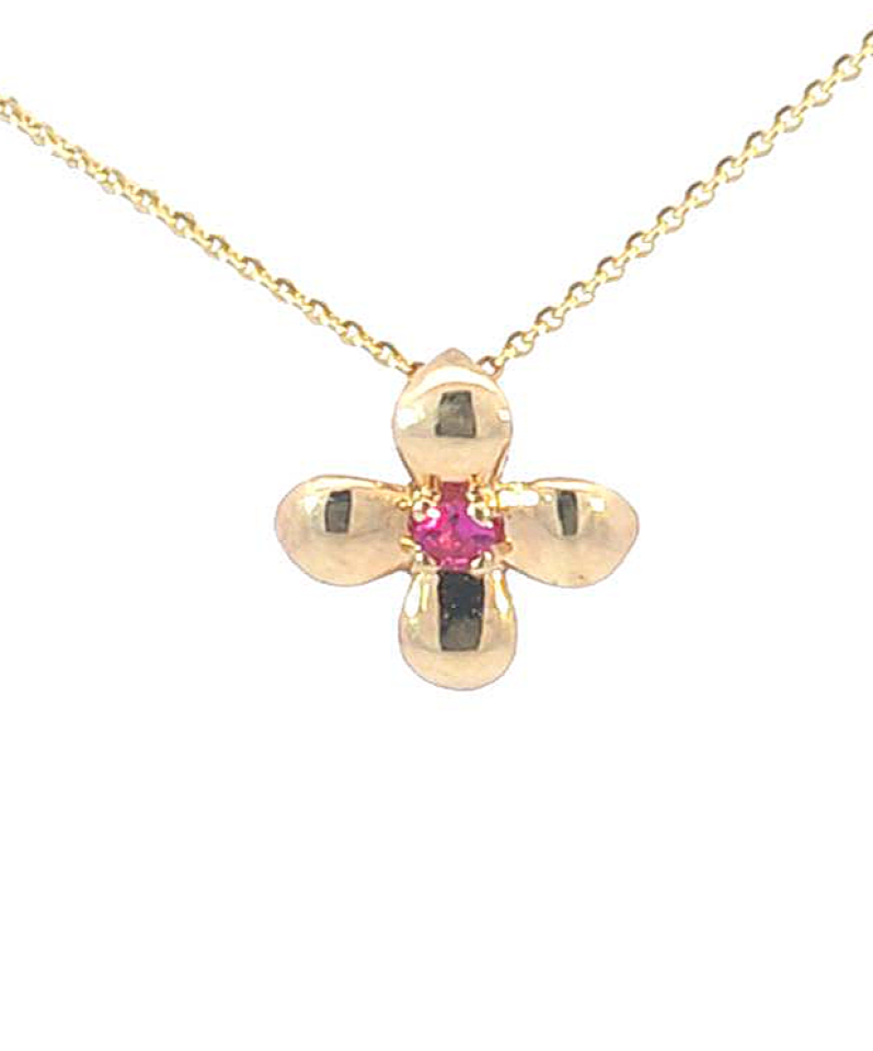 PIERRES VERITABLE-PENDENTIF - FLEUR RUBIS - RNR